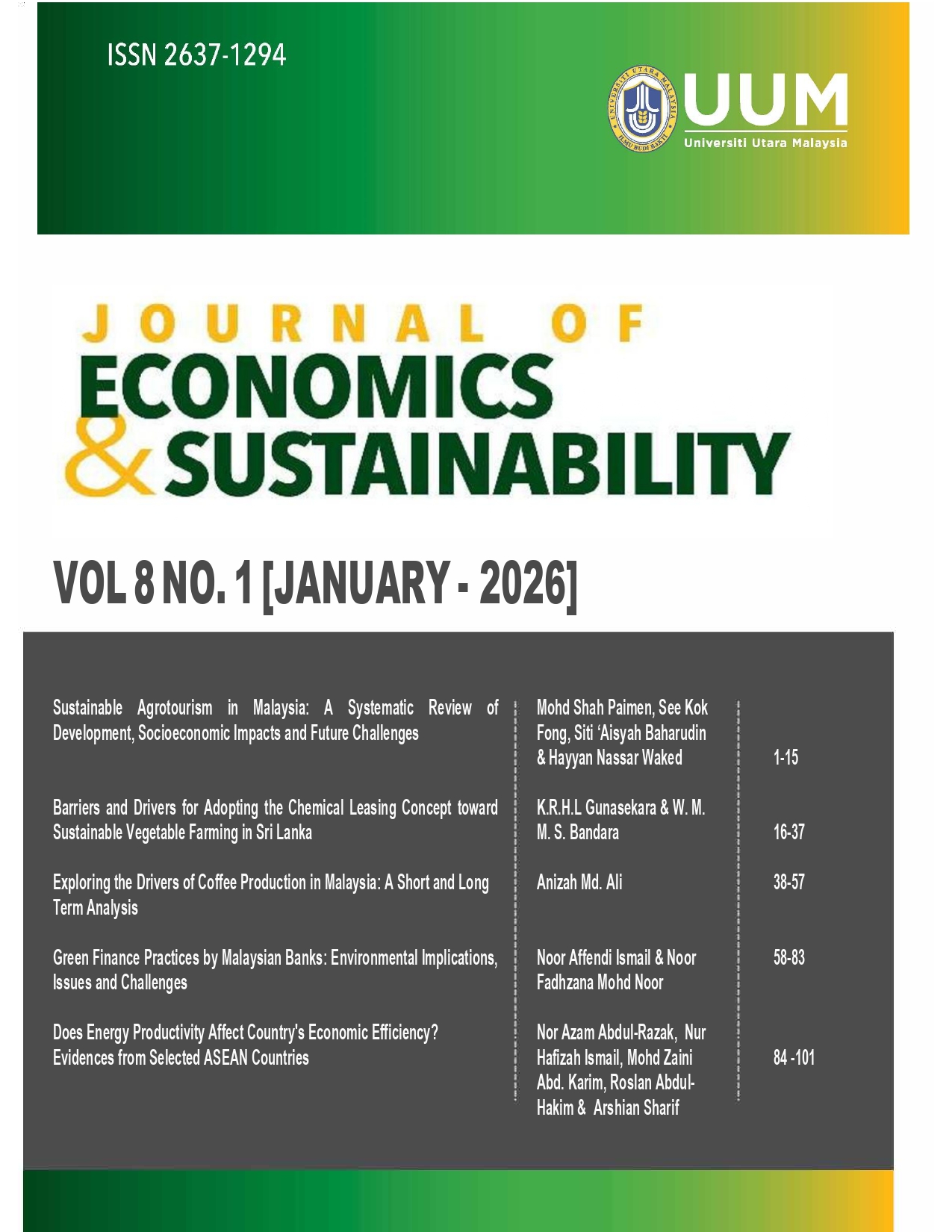 					View Vol. 8 No. 1 (2026): JOURNAL OF ECONOMICS AND SUSTAINABILITY (JES)
				